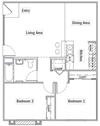 Two Bedroom one bathroom